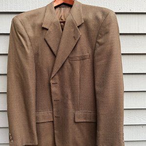 Gianelli Uomo 44L Blazer 3-Btn Tan Check Pattern Sportcoat Jacket